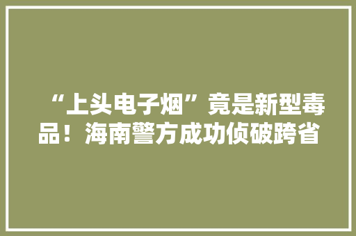 “上头电子烟”竟是新型毒品！海南警方成功侦破跨省贩毒案