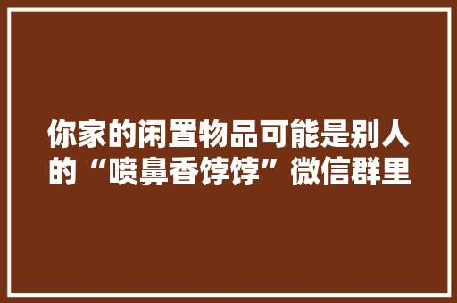你家的闲置物品可能是别人的“喷鼻香饽饽”微信群里“二手货”交易火爆