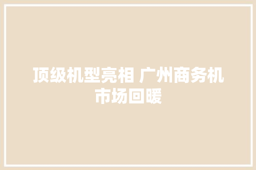 顶级机型亮相 广州商务机市场回暖