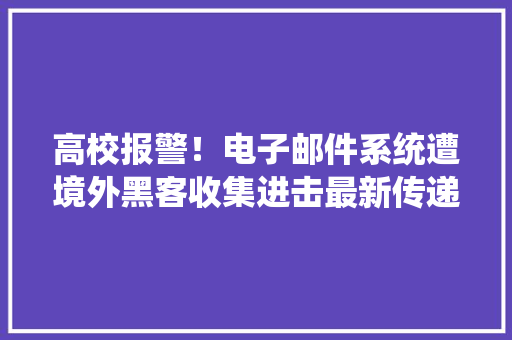 高校报警！电子邮件系统遭境外黑客收集进击最新传递……