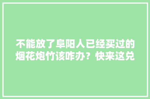 不能放了阜阳人已经买过的烟花炮竹该咋办？快来这兑换电子鞭炮