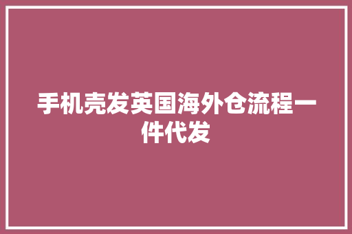 手机壳发英国海外仓流程一件代发