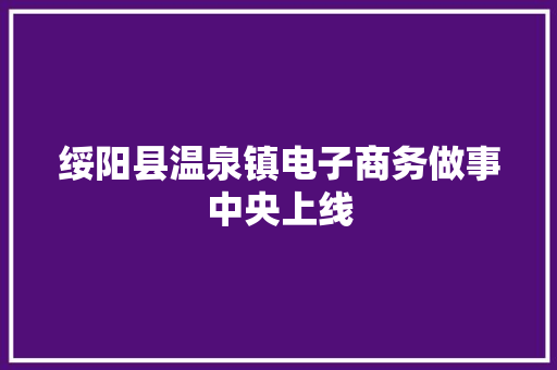 绥阳县温泉镇电子商务做事中央上线