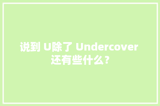 说到 U除了 Undercover 还有些什么？