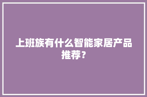 上班族有什么智能家居产品推荐？ 上班族有什么智能家居产品推荐？ 智能科技