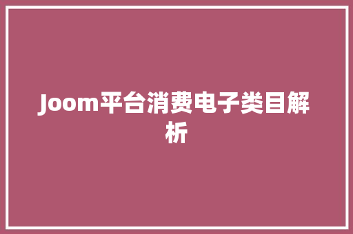 Joom平台消费电子类目解析,卖家精灵。