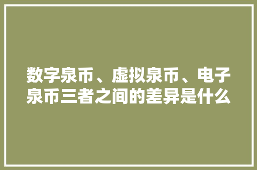 数字泉币、虚拟泉币、电子泉币三者之间的差异是什么？