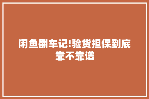 闲鱼翻车记!验货担保到底靠不靠谱