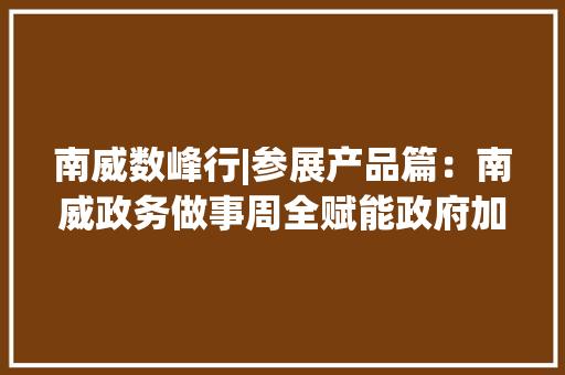 南威数峰行|参展产品篇：南威政务做事周全赋能政府加速成长