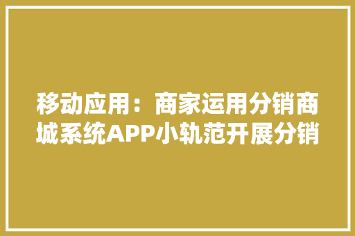 移动应用：商家运用分销商城系统APP小轨范开展分销营业的新选择