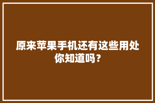 原来苹果手机还有这些用处你知道吗？