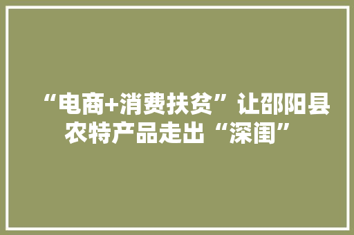 “电商+消费扶贫”让邵阳县农特产品走出“深闺”