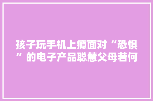 孩子玩手机上瘾面对“恐惧”的电子产品聪慧父母若何做？