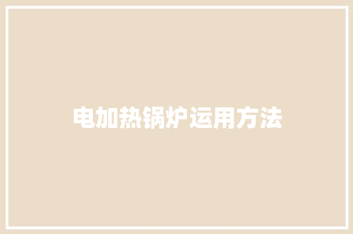 电加热锅炉运用方法