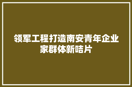 领军工程打造南安青年企业家群体新咭片
