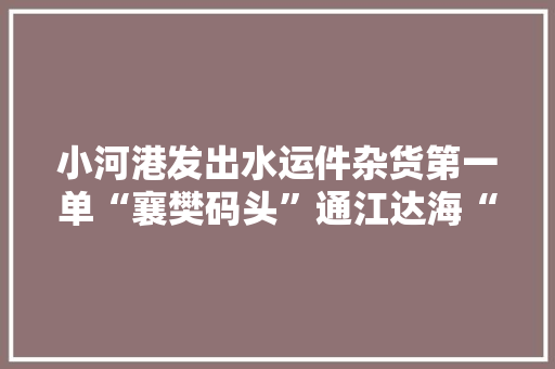小河港发出水运件杂货第一单“襄樊码头”通江达海“活”起来