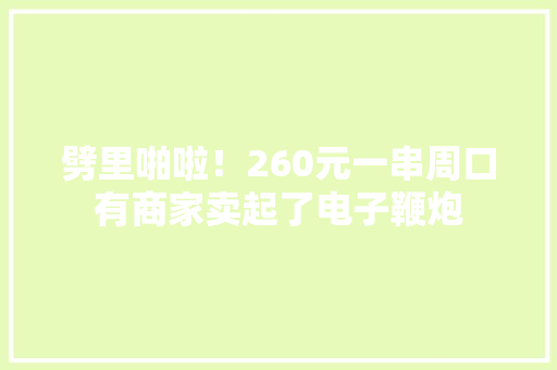 劈里啪啦！260元一串周口有商家卖起了电子鞭炮