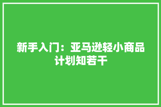新手入门：亚马逊轻小商品计划知若干