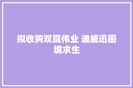 拟收购双赢伟业 迪威迅困境求生