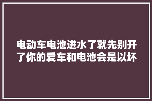 电动车电池进水了就先别开了你的爱车和电池会是以坏掉落