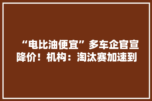 “电比油便宜”多车企官宣降价！机构：淘汰赛加速到来（附图）