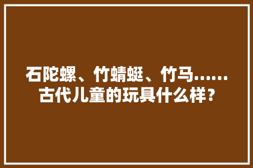 石陀螺、竹蜻蜓、竹马……古代儿童的玩具什么样？