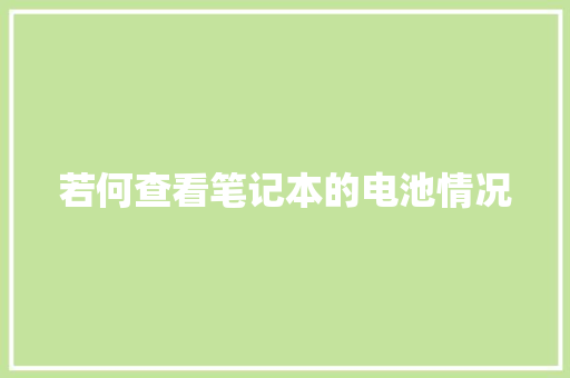 若何查看笔记本的电池情况