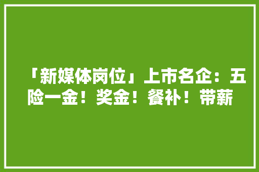 「新媒体岗位」上市名企：五险一金！奖金！餐补！带薪年假