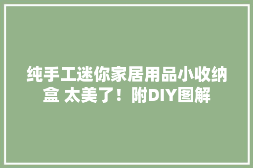 纯手工迷你家居用品小收纳盒 太美了！附DIY图解