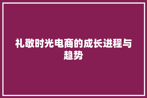 礼敬时光电商的成长进程与趋势