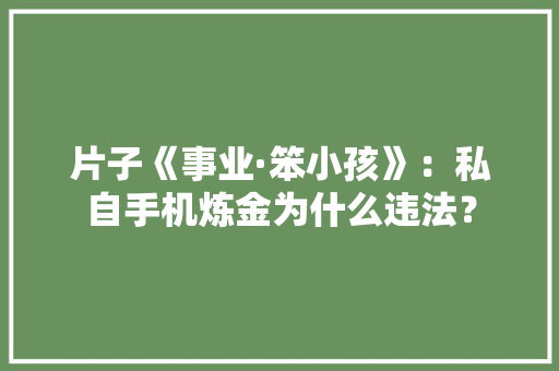 片子《事业·笨小孩》：私自手机炼金为什么违法？