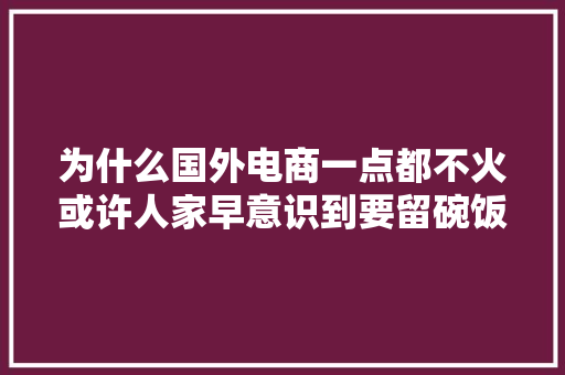 为什么国外电商一点都不火或许人家早意识到要留碗饭给切切人