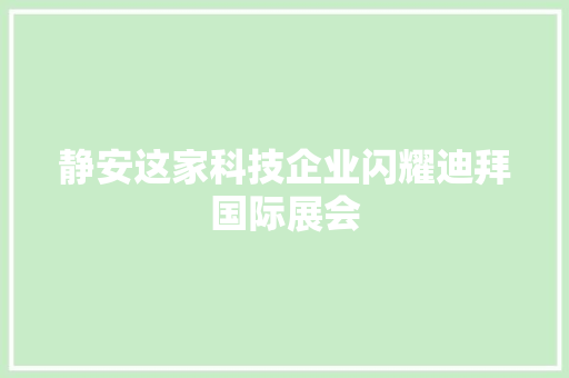 静安这家科技企业闪耀迪拜国际展会