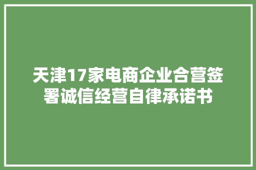 天津17家电商企业合营签署诚信经营自律承诺书