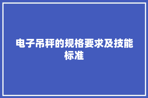 电子吊秤的规格要求及技能标准 电子吊秤的规格要求及技能标准 互联通信