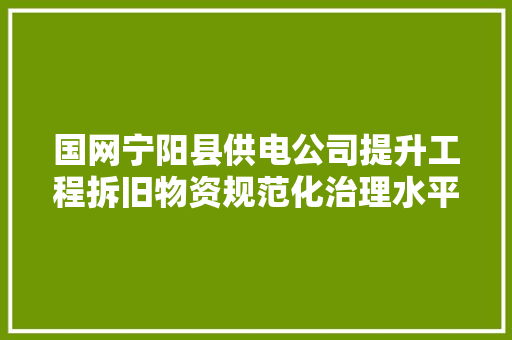 国网宁阳县供电公司提升工程拆旧物资规范化治理水平