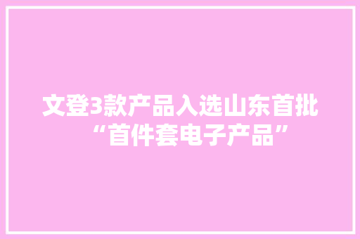 文登3款产品入选山东首批“首件套电子产品” 文登3款产品入选山东首批“首件套电子产品” 智能家居