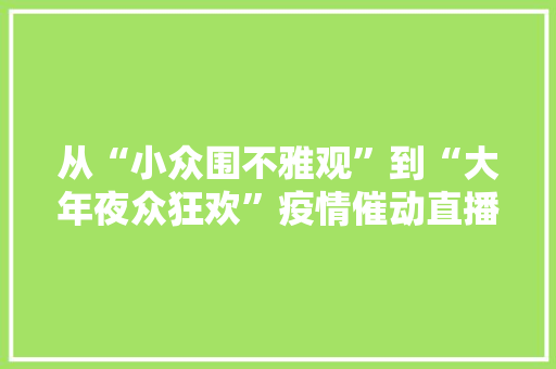 从“小众围不雅观”到“大年夜众狂欢”疫情催动直播带货井喷不雅观察