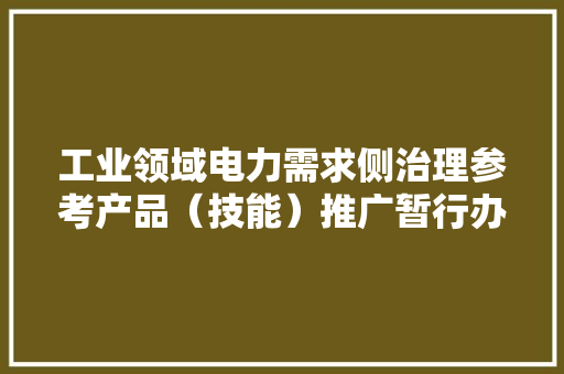 工业领域电力需求侧治理参考产品（技能）推广暂行办法