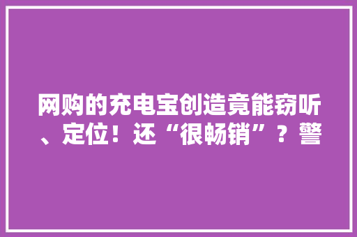 网购的充电宝创造竟能窃听、定位！还“很畅销”？警方：抓了！