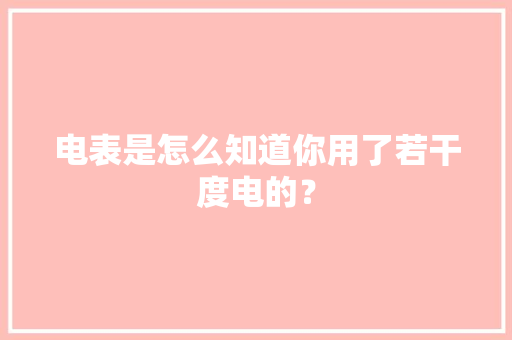 电表是怎么知道你用了若干度电的？