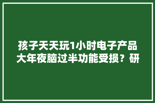 孩子天天玩1小时电子产品大年夜脑过半功能受损？研究结果理解一下