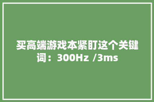 买高端游戏本紧盯这个关键词：300Hz /3ms