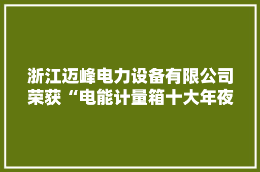 浙江迈峰电力设备有限公司荣获“电能计量箱十大年夜品牌”