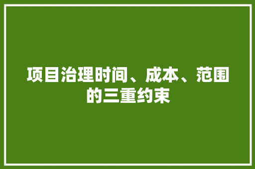 项目治理时间、成本、范围的三重约束