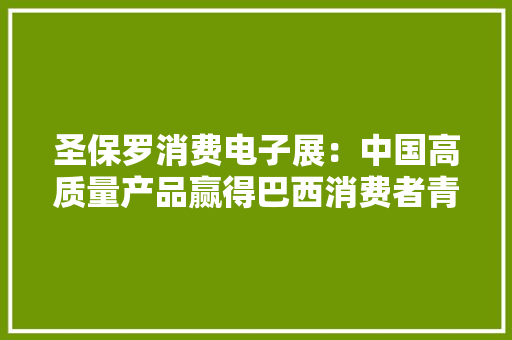 圣保罗消费电子展：中国高质量产品赢得巴西消费者青睐