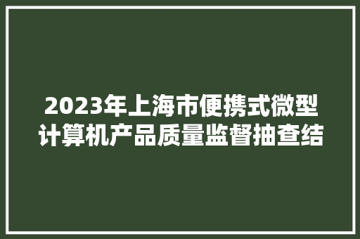 2023年上海市便携式微型计算机产品质量监督抽查结果