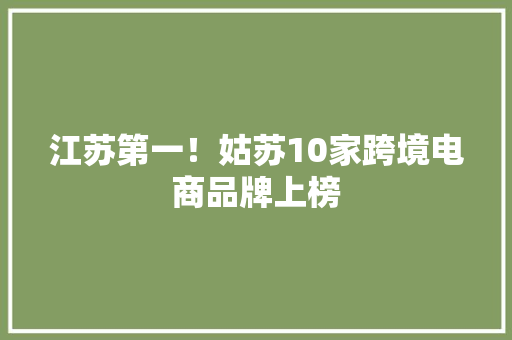 江苏第一！姑苏10家跨境电商品牌上榜