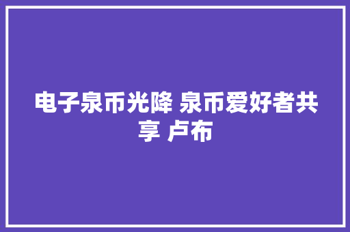 电子泉币光降 泉币爱好者共享 卢布