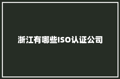 浙江有哪些ISO认证公司 浙江有哪些ISO认证公司 人工智能